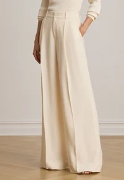 Lauren Ralph Lauren - DOUBLE-FACED GEORGETTE WIDE-LEG PANT - Trousers - mascarpone cream
