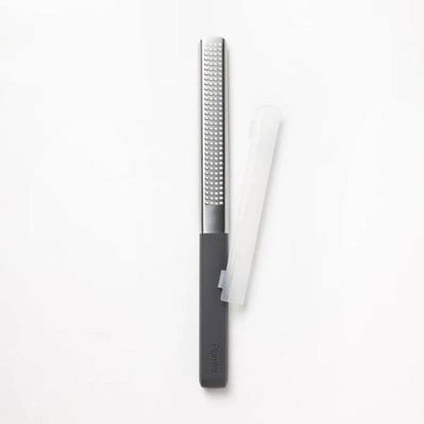 Zester with Shield Dark Gray - Figmint™: Stainless Steel Citrus Grater, Reusable Cover, Dishwasher-Safe