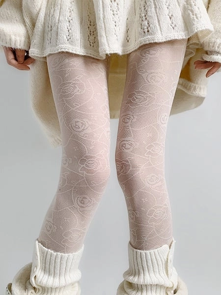 [$8.99]Floral Lace Fishnet Pantyhose (2 Colors)
