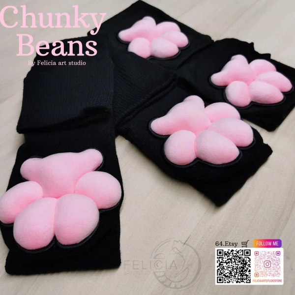 Plush Paw Socks & Gloves Set: Handmade Chunky Animal Paw Pads - Etsy
