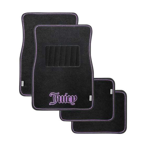 Juicy Couture 4 Piece Juicy Bling Carpet Floor Mats - Black/Purple