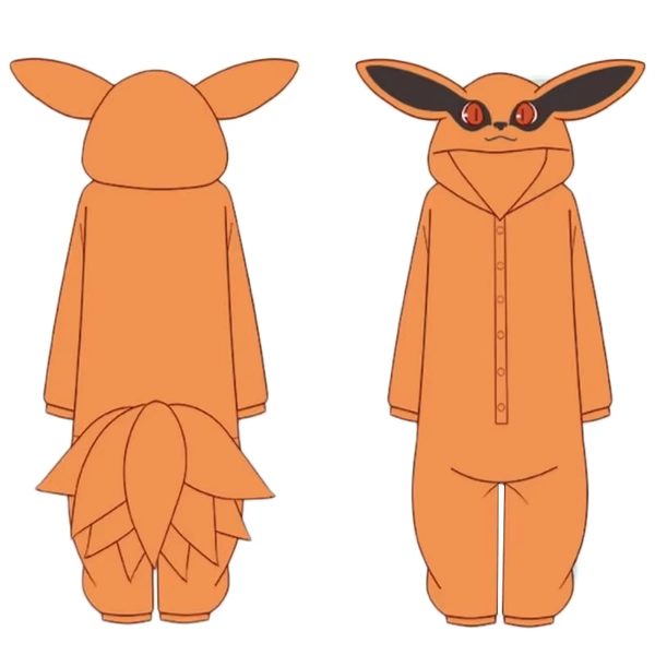 Uzumaki Kurama Kyuubi Fox Cosplay Costume Kigurumi Adult Unisex Anime Pajamas Flannel Jumpsuit Sleepwear Onesies Prop - AliExpress 200000532