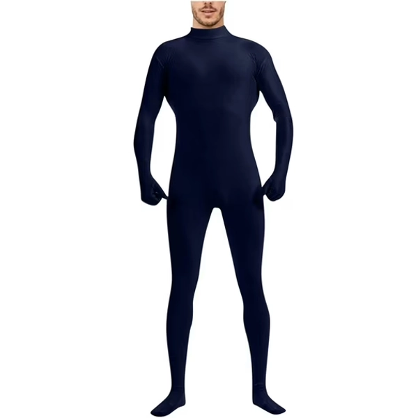Rohuuque Unisex Full Body Dance Unitard with Attached Feet and Hands Stretch Spandex Zentai Suit for Stage Performances and Theater Navy