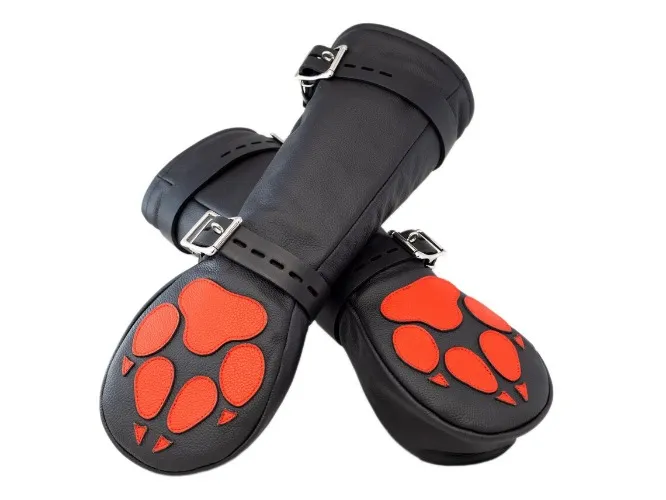 Purple Leather puppy mits