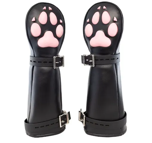Silicone and leather kitty mits