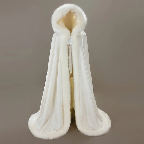 Plus Size, Fashion Women's Plus Size Seasonal Performance Party Outing Warm Windproof Cold-Resistant Hooded Faux Plush Cape