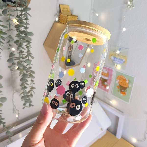 Soot Sprite glass cup, iced coffee cup