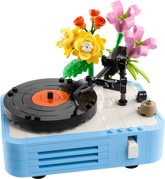 Record Player with Flowers