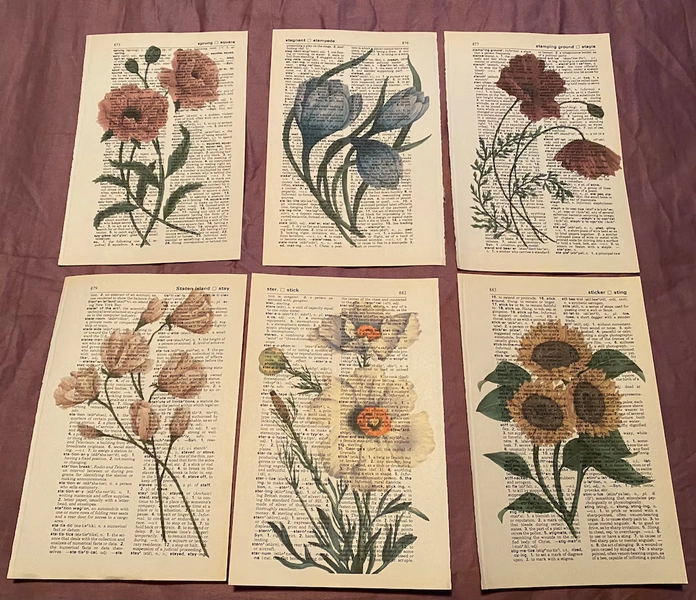Floral Themed Dictionary Prints - Etsy