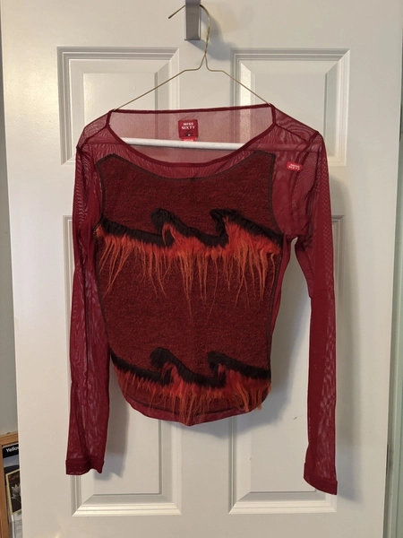 Miss Sixty Mesh Longsleeve Felt Details Open Back