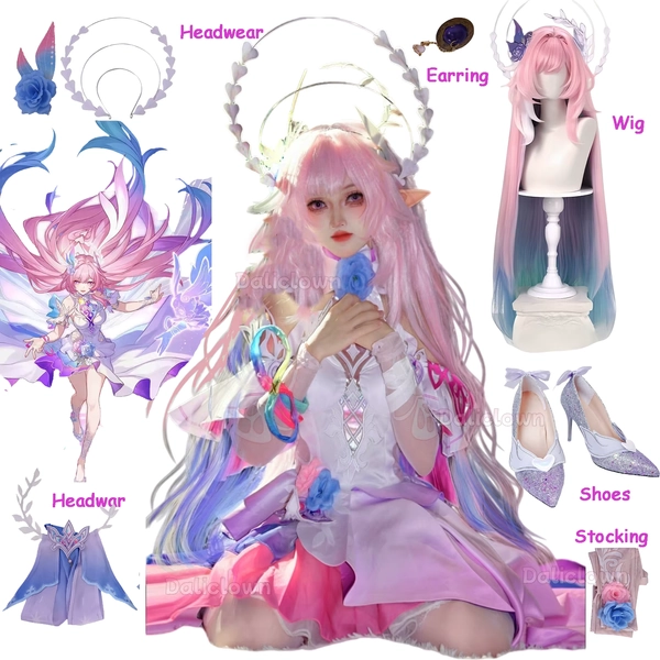 HSR Cyrene Cosplay Costume Honkai Star Rail Cyrene Wig Dress Shoes New Skin Outfit Elysia Amphoreus Carnival Party