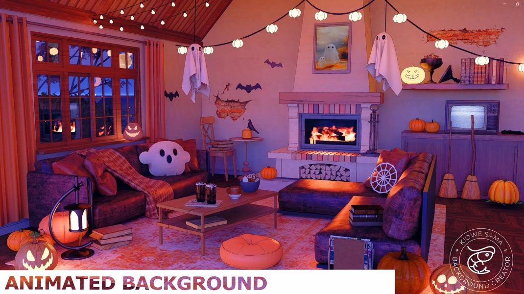 Cosy Halloween  [Animated Background] Nigth + Day  by kiowe_sama (@kiowe_sama)