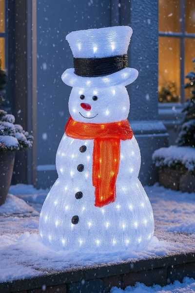 Large Festive Christmas 70cm Acrylic Light Up Snowman Outdoor