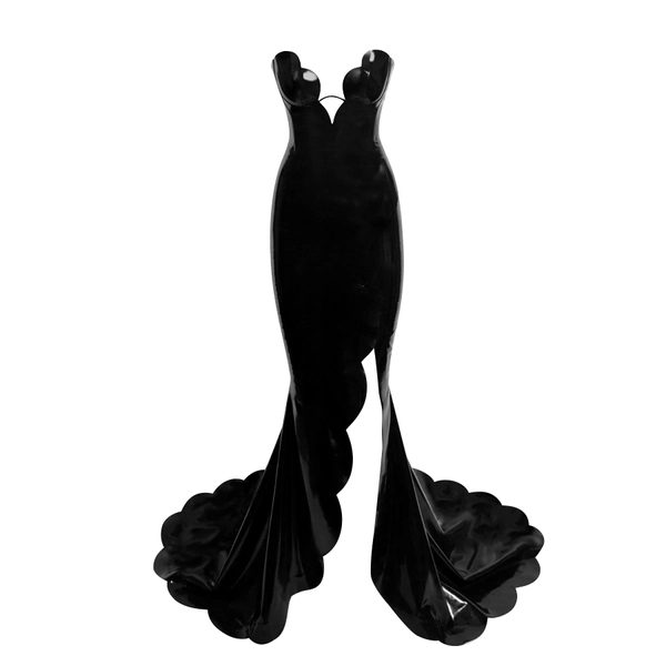 Latex Tulip Gown w/ Train / Detachable Train Loop in black