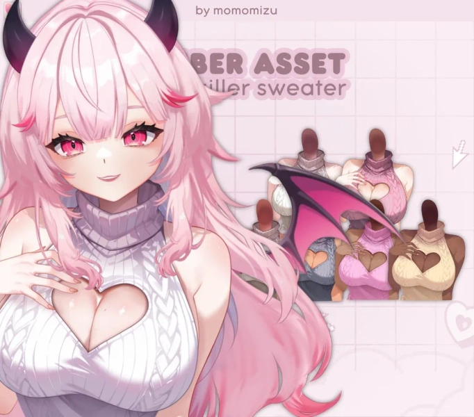 Rigged Heart-cut Sweater – Sultry Vtuber Body Asset - Etsy