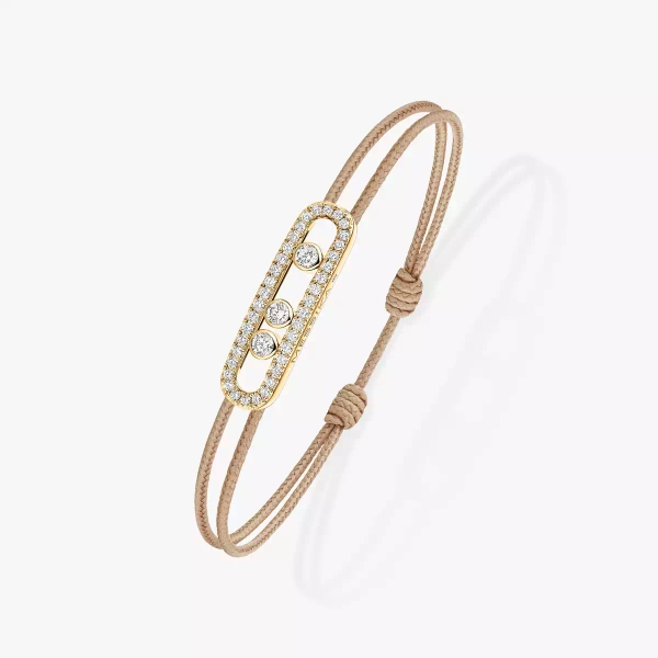 Messika Care(s) beige pavé cord bracelet
