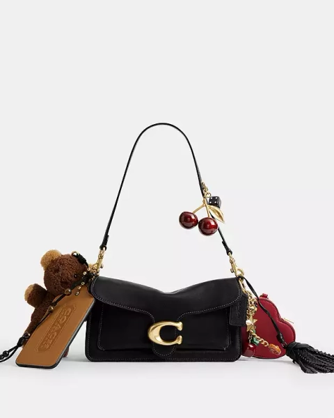 Brass/Black Multi Tabby Shoulder Bag 26 With Charms