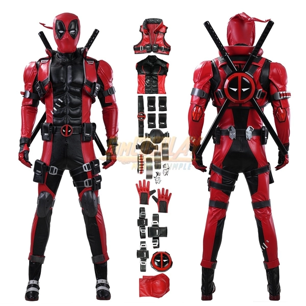 Marvel Rivals Deadpool Red Leather Cosplay Costume Top Level Ver.3