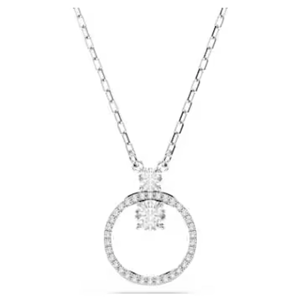 Constella pendant, Pavé, Round cut, White, Rhodium plated