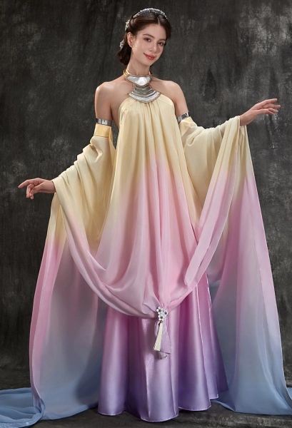 SW Amidala Cosplay Costume Halter Dress with Headpiece and Arm Band