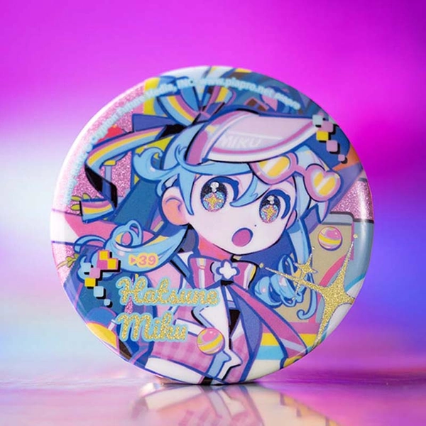 Official Retro Miku Badge Glittering Miku Tinplate Button Badge 65mm - A