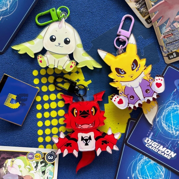 Digimon Tail Wagging / Ear Flick Charm: Guilmon Renamon Terriermon Digimon Tamers Acrylic Keychain - Etsy