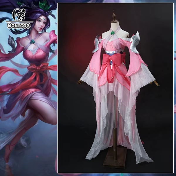 ROLECOS Game LOL Immortal Journey Janna Cosplay Costume Game LOL Sacred Sword Janna Pink Dress Halloween Women Suit New Skin - AliExpress 