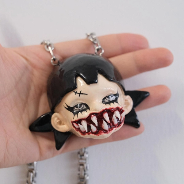Handmade Gothic Doll Head Pendant Necklace – Creepy Cute Alt Jewelry - Etsy