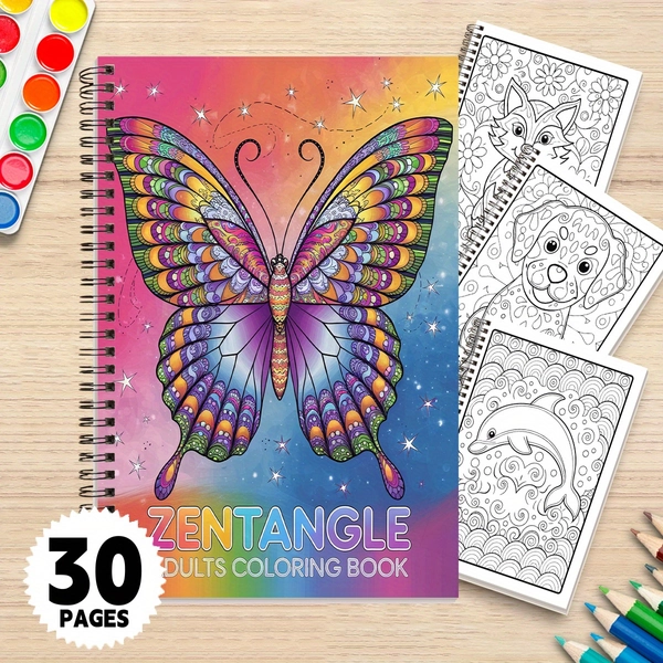TEMU 1pc Starry Adult Coloring Book For Adults - 30-page Relax Art Book With Patterns, Star & , Christmas & New Year Relaxation Gift For Adults, For