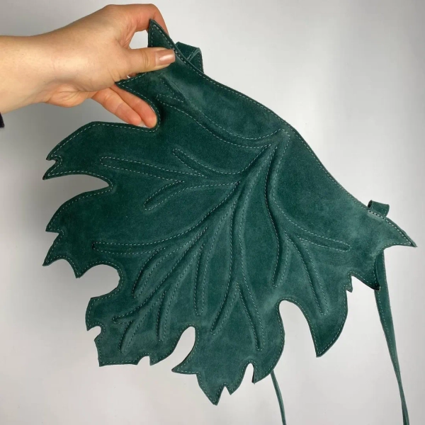 Leaf Shoulder Bag – Reversible Leather & Velvet Crossbody - Etsy