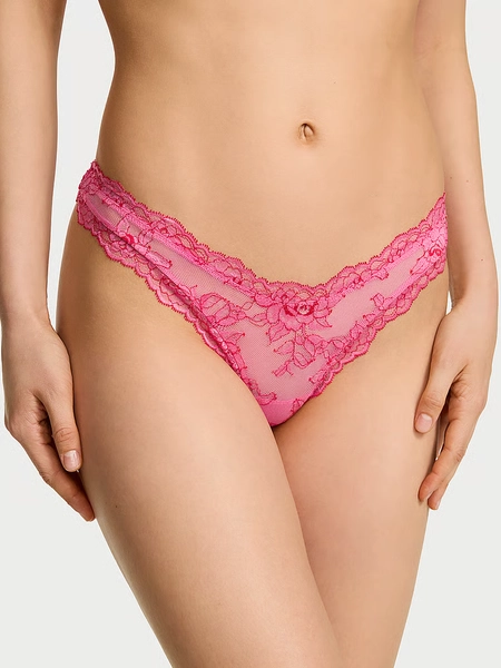 Rose Lace High-Leg Thong Panty