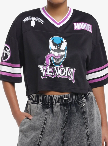 Marvel Venom Crop Girls Football Jersey