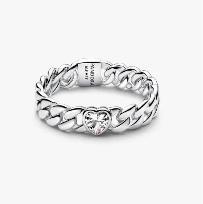 Pandora Heart Cuban Chain Ring