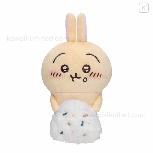 Japan Chiikawa Monitor Plush Toy - Usagi : Hook-and-loop Watching from Your Desktop Onigiri Rice Ball