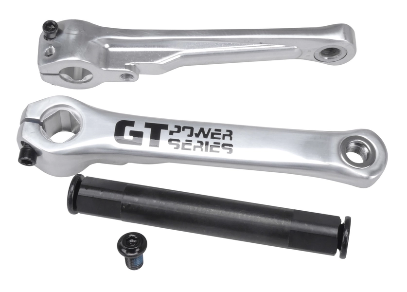 GT Power Series 175mm aluminum alloy 22mm spindle BMX bicycle crank set (arms, spindle, bolts) - SILVER