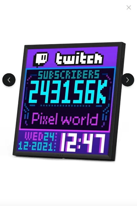 Divoom Pixoo-64 App Kontrollü Wifi Animasyonlu 64x64 Piksel LED Ekran Resim Çerçevesi-Abone Sayacı