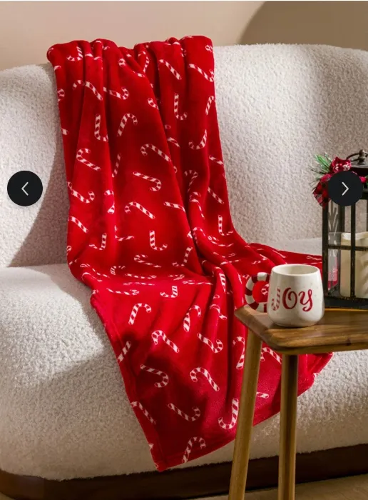 LC Waikiki LCW HOME Kırmızı Baston Baskılı Tv Battaniyesi 100x150 Cm