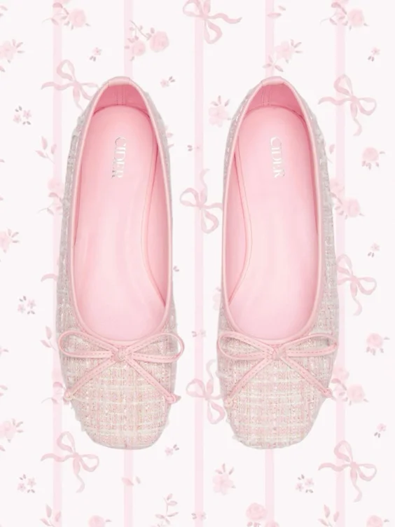 BOWKNOT TWEED MARY JANE FLATS