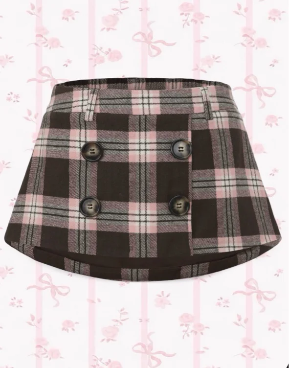 Blair Preppy Plaid Skirt (brown)