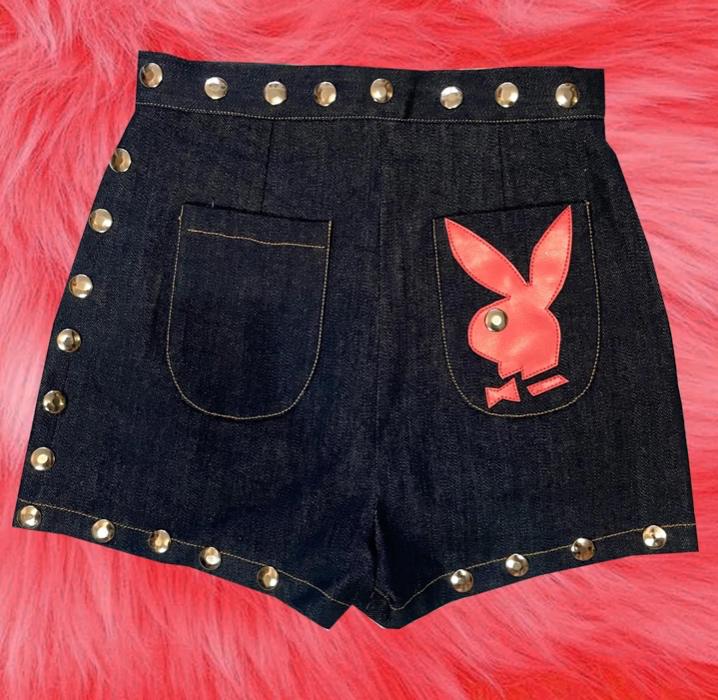 Denim Hot pants with Playboy Bunny and Studs