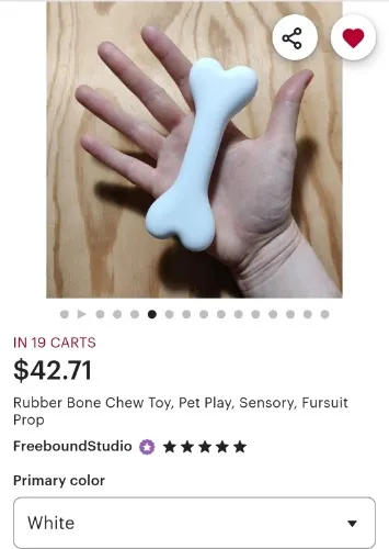 Rubber Bone Chew Toy, Pet Play, Sensory, Fursuit Prop