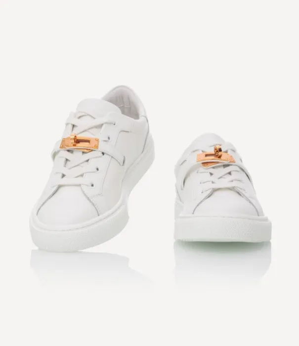 Hermes Sneakers Day White Rose gold-plated buckle