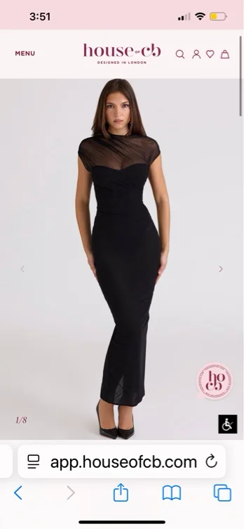 Orelia Black Draped Mesh Maxi Dress