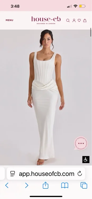 Kira Ivory Satin Gathered Maxi Dress