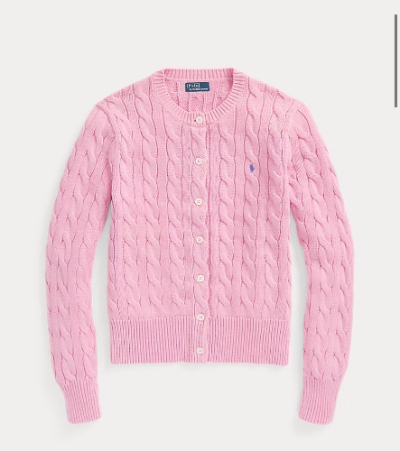 Cable-Knit Cotton Crewneck Cardigan | Ralph Lauren
