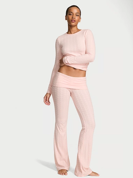 Heart Pointelle Long-Sleeve Top & Pants Set