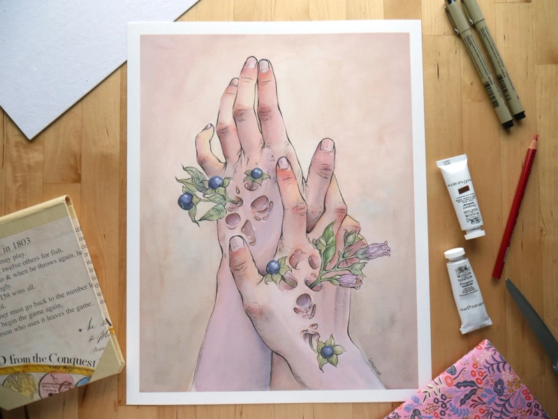 The Botanist's Illness // 11x14" Giclee Art Print // Ink and Watercolor - Etsy