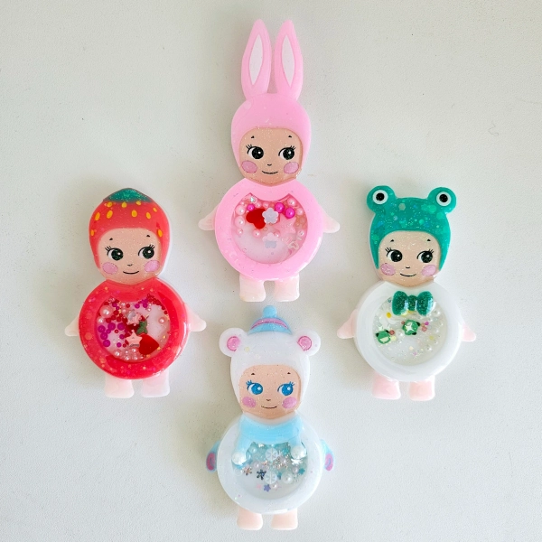 Handmade Resin Kawaii Baby Angel Shaker Charm Keychain Badge Reel Phone Grip