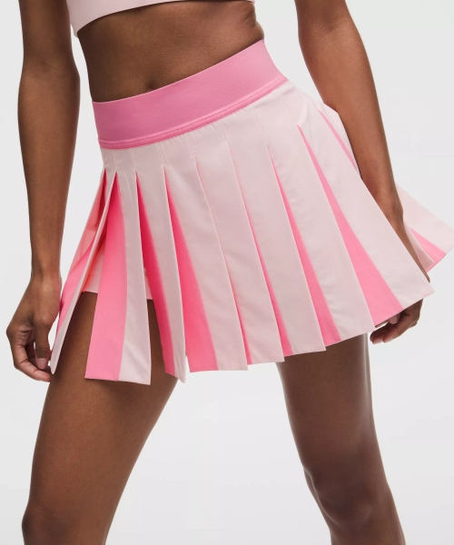 Peek-A-Boo Pleat Mid-Rise Tennis Skirt - Pink Pearl/Candy Cloud - S