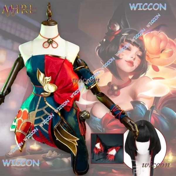 Game Lol Ahri Spirit Blossom Springs Cosplay Costume Women Custom Size Made Come With One Tail Mask Halloween Kimono Dress Sexy - AliExpress 